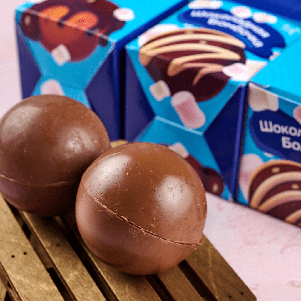 Chocolate bombs with marshmallows