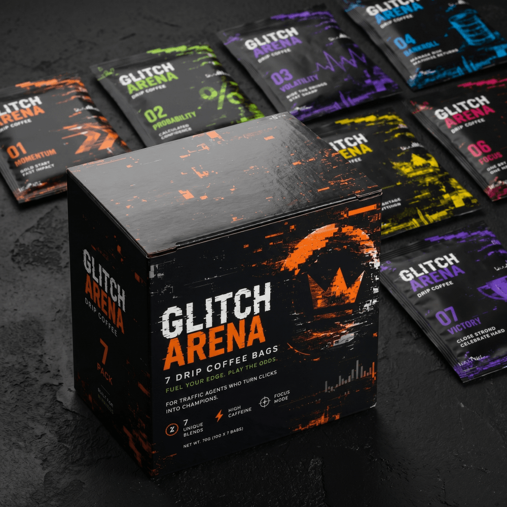 Фирменная коробка GLITCH ARENA с набором из 7 дрип-пакетов кофе